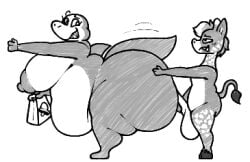 1female 1other 2025 anthro anthro_on_anthro areola areolae bag balls ballsack black_and_white chip_at_night chubby chubby_female daryl_(cringebird) erect_nipples fangs fast_food fast_food_bag fat fat_ass fat_female furry furry_only gift_art giraffe giraffid hanna-barbera holding_ass holding_bag holding_food holding_food_container hot_dogging huge_ass huge_balls humanoid_genitalia humanoid_penis hyper_ass hyper_balls hyper_genitalia hyper_penis jabberjaw jabberjaw_(character) jellystone_(hbo_max) nipples nonbinary nude oc_x_canon open_mouth shark shark_fin shark_humanoid taco_bell tagme tail thick_ass thick_thighs warner_brothers