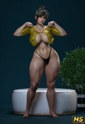1girls 2025 3d 3d_(artwork) areola_slip areolae artist_logo artist_signature ass bare_arms bare_hips bare_legs bare_shoulders bare_thighs barefoot belly belly_button big_ass big_breasts big_butt boobies boobs breasts brown_hair busty butt capcom color colored curvaceous curves curvy curvy_body curvy_female curvy_figure curvy_hips fanart feet female full_color green_eyes hagiwara_studio hair hair_bun handler_(monster_hunter_world) headgear hips huge_ass huge_breasts huge_butt large_ass large_breasts large_butt light-skinned_female light_skin monster_hunter monster_hunter_world nail_polish nails nails_painted red_nail_polish red_nails short_hair stomach thick_thighs thighs thong tits titties