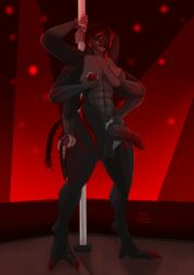 2025 2_toes 5_fingers 6_arms 8_eyes abs absurd_res accessory anthro arachnid areola arthropod arthropod_abdomen ass balls biceps big_butt big_penis black_body black_skin breast_grab breast_squish breasts cel_shading claws covering covering_breasts covering_nipples covering_self dancing desiree_(sethraven4) digital_media_(artwork) digitigrade erect_nipples erection fangs feet female fingers genitals glistening glistening_body glistening_breasts glistening_eyes glistening_genitalia glistening_penis glistening_skin grey_body grey_skin gynomorph hair hair_accessory hairband hand_on_breast hand_on_penis herm hi_res humanoid_face humanoid_genitalia humanoid_penis intersex long_hair looking_at_viewer markings medium_breasts multi_arm multi_eye multi_limb multicolored_body navel nipples nude open_mouth penis pole pole_dancing ponytail red_eyes red_hair red_markings red_nipples red_stripes ridged_penis sethraven4 shaded signature simple_background smile solo spider spotlight squish stage stage_lights standing striped_markings stripes stripper stripper_pole tail teeth teeth_showing thick_thighs toes wide_hips