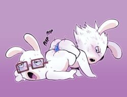 anal anal_fluids anal_masturbation anal_penetration anonpupb anthro anus ass_up blush bodily_fluids butt digital_media_(artwork) dildo dildo_in_ass dildo_insertion double_dildo double_dildo_in_ass duo eyewear eyewear_only fur genital_fluids genitals glasses glasses_only half-closed_eyes hi_res lagomorph male male/male mammal masturbation mutual_masturbation narrowed_eyes nude object_in_ass object_penetration onomatopoeia open_mouth penetration rabbid raving_rabbids rayman_(series) sex_toy sex_toy_in_ass sex_toy_insertion sharing_sex_toy simple_background sound_effects sweat sweatdrop tail text toying_each_other ubisoft wearing_glasses white_body