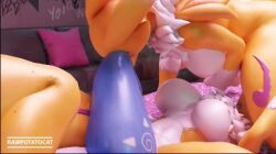 animated anthro bandai_namco big_breasts bodily_fluids breast_squish breasts cunnilingus digimon digimon_(species) female female/female fingering group group_sex huge_filesize intimacy kissing krystal krystal_(star_fox) long_playtime low_res nintendo nude oral rawpotato rawpotatocat renamon sex sound spread_legs spreading squish star_fox sweat tagme thick_thighs tribadism vaginal_penetration video