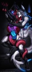 absurd_res anal anal_sex anthro anthro_on_anthro anthro_penetrated anthro_penetrating anthro_penetrating_anthro anus aquatic_dragon balls big_dom_small_sub big_penis bite black_background black_body blood blood_play bodily_fluids bondage clothing dominant dominant_anthro dominant_male dragon duo femboy fin fish genitals grey_background hi_res hybrid knot knotted_penis large_insertion larger_anthro larger_male legwear long_tail male male/male male_anthro male_penetrated male_penetrating male_penetrating_male marine multicolored_body mythological_creature mythological_scalie mythology pain_play penetration penile penile_penetration penis penis_in_ass prehensile_tail purple_body red_body restrained rough_sex scalie scratches sex shark shark_tail shoulder_bite simple_background size_difference smaller_anthro smaller_male smaller_penetrated standing standing_sex submissive submissive_anthro submissive_male tail tail_around_leg taslow thigh_highs unusual_anatomy unusual_genitalia unusual_penis white_body wounded