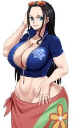 1girls big_ass big_breasts black-haired_female black_hair clothing female female_only huge_breasts nico_robin one_piece pinkpawg solo_female