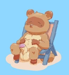 animal_crossing anthro balls belly big_balls big_penis bulge canid canine flaccid genitals hi_res humanoid male male_only mammal nintendo nipples nude nude_male penis raccoon_dog relaxing rinrin28 sitting slepping slightly_chubby solo tanuki tom_nook