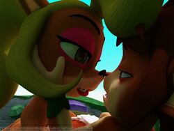 2girls 3d 3d_(artwork) activision animated bandicoot blonde_hair coco_bandicoot crash_(series) doublestuffed elora eyeshadow faun female female/female green_eyes marsupial masturbation no_sound pink_eyeshadow spyro_the_dragon video yuri