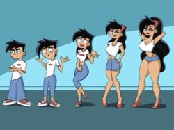 1boy 1girls bimbo bimbofication brainwashing breasts danny_fenton danny_phantom eyeshadow female gender_transformation identity_death lipstick makeup male male_to_female mtf_transformation partially_clothed rule_63 tggirlbaby transformation transformation_sequence