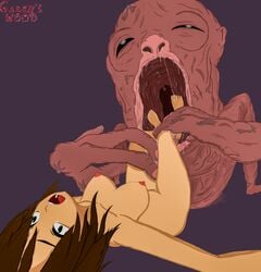 big_breasts breasts brown_hair female garryswood imminent_death imminent_vore monster nightmare_fuel on_back resident_evil resident_evil_8:_village teratophilia vore