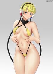 1girls blonde_hair brikot elesa_(pokemon) elesa_(pokemon_bw) female female_only gym_leader lingerie nintendo pokemon pokemon_bw small_breasts solo