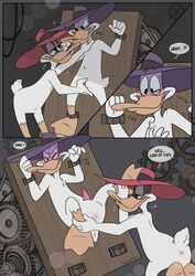 2021 anatid anseriform anthro anus avian bird clothed clothing dabbling_duck darkwing_duck darkwing_duck_(character) disney drake_mallard duck duckbutts ducktales english_text erection feet feet_up gay hand_on_chest hand_on_neck hand_on_penis hat headgear headwear hi_res male male/male male_only male_solo mask negaduck partially_clothed paws penile precum precum_drip prisoner spread_legs spreading submissive submissive_male