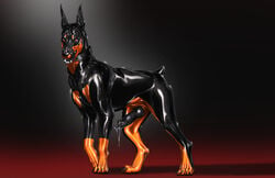 2021 animal_genitalia black_sclera canid canine canis digital_media_(artwork) domestic_dog feral genitals hi_res knot male mammal open_mouth penis rakisha red_eyes solo teeth tongue zoophilia