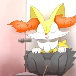 anthro anus bathroom blackgyakudora bodily_fluids braixen crouching female genital_fluids genitals nintendo peeing pok&eacute;mon_(species) pokemon pokemon_(species) pussy relief solo urine urine_stream video_games