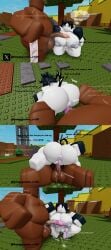 3d anal_sex cock_cheese comic comic_page condom_balloon condom_in_ass condom_on_penis corruption cum dirty_penis fat_ass fat_male forsaken_(roblox) hmmyumm nude_female roblox roblox_game robloxian source_request two_time