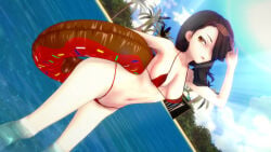 1girls amber_eyes bikini bikini_bottom bikini_top black_hair black_hair_female cinder_fall half-dressed half_naked half_naked_female logang45 long_hair long_hair_female rwby solo_female