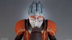 1boy 1girls 3d 3d_(artwork) 3d_model asari big_breasts big_penis blue_skin cleavage closed_eyes cum cum_in_mouth cum_on_breasts cum_on_face drool drool_on_face drool_string drooling mass_effect meditating meditation rotosama samara sleep_molestation sleeping