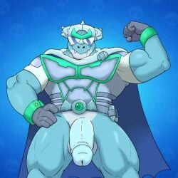 1boy 2026 2d 2d_animation abs animation anthro armor armored_male balls bara blue_background brawl_stars cape dinosaur dinosaur_humanoid flex flexing flexing_bicep foreskin furry gay gay_male glasses gloves hand_on_hip helmet looking_at_viewer loop male male_only muscles muscular muscular_male pantless pantless_anthro penis penis_focus penis_out pierce_(brawl_stars) scalie scalie_humanoid scrotum shaking shaking_penis shiny shiny_skin shorter_than_10_seconds solo solo_male testicles video yaoi
