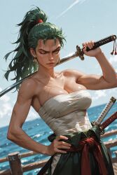 1girls ai_generated female female_only genderswap_(mtf) one_piece roronoa_zoro rule_63 solo solo_female tagme