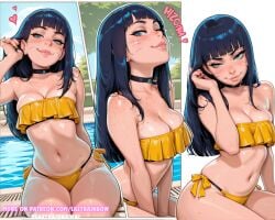1girls ai-created ai_art ai_assisted ai_generated bikini bikini_top boruto:_naruto_next_generations boruto:_two_blue_vortex curvy curvy_body curvy_female curvy_figure female female_only freckles hi_res highres lazyrainbow midriff naruto_(series) navel patreon patreon_url patreon_username pool poolside sadtomato solo summer uzumaki_himawari wet wet_body wet_skin