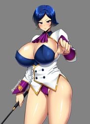 1girls 2021 alternate_version_available bare_thighs blue_eyes blue_hair breasts cameltoe cleavage elisabeth_blanctorche huge_breasts king_of_fighters large_breasts short_hair sole_gem solo tagme thick thick_thighs thighs