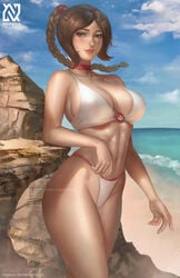 1girls 2021 abs aged_up alternate_breast_size artist_signature athletic_female avatar_the_last_airbender bare_legs bare_shoulders barely_clothed beach belly big_breasts bikini blush braid breasts brown_hair busty choker cleavage clouds confident cowboy_shot cute day female female_only fire_nation fit_female flowing_hair freckles grey_eyes hourglass_figure large_breasts long_hair looking_at_viewer midriff nickelodeon nopeys ocean outdoors patreon_username pinup posing rocks sand sky sling_bikini solo standing straight_hair swept_bangs swimsuit thick_thighs thin_waist tropical_setting ty_lee waves white_bikini