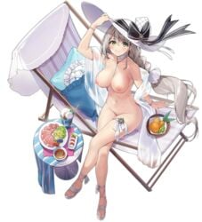 1girls aquila_(azur_lane) aquila_(sardegnian_shallows_and_sunshine)_(azur_lane) azur_lane female female_only garter light-skinned_female light_skin naked necomi nipples photoshop pussy sardegna_empire_(azur_lane) transparent_png uncensored