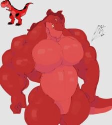anthro anthro_only anthrofied bara bara_body devil_dinosaur dinosaur dinosaur_boy dinosaur_humanoid gay grizzl1beat moon_girl_and_devil_dinosaur no_visible_genitalia