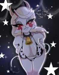 charlie_morningstar charlie_morningstar_(hazbin_hotel) cow_print hazbin_hotel m1ddi3kira_(artist) teasing teasing_viewer