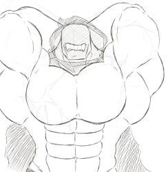 bara bara_body bara_tiddies bara_tits eyeless eyeless_character eyeless_dude eyeless_face eyeless_male flexing flexing_arms flexing_muscles gay grizzl1beat muscular muscular_male original_character