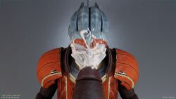 1boy 1girls 3d 3d_(artwork) 3d_model asari big_breasts big_penis blue_skin cleavage closed_eyes cum cum_drip cum_in_mouth cum_on_breasts cum_on_face cum_splatter drool drool_on_face drool_string drooling mass_effect meditating meditation orgasm rotosama samara sleep_molestation sleeping
