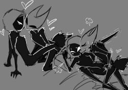 2girls bed black_body blush blush_lines bug bug_girl fingering fingering_pussy fur furry heart hollow_knight hollow_knight:_silksong hollow_knight_(franchise) hornet_(hollow_knight) lace_(hollow_knight) lace_(hollow_knight:_silksong) lesbian_sex shaking shaking_legs spider spider_girl squirt squirting sweat sweating team_cherry yuri