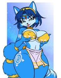 krystal star_fox fox 1girls female female_only solo anthro anthrofied blue_fur nintendo itakeabite