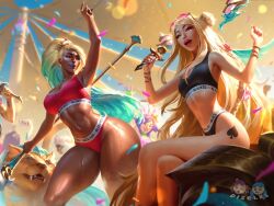 2girls ai ai_assisted ai_edit ai_generated alternate_thigh_size big_breasts blacked blacked_clothing bleached bleached_clothing bottom_heavy breasts cowboy_shot curvy curvy_figure dark-skinned_female dark_skin day dizelxl edit edited female female_focus female_only hi_res interracial league_of_legends league_of_legends:_wild_rift light-skinned_female light_skin microphone navel nidalee ocean_song_nidalee ocean_song_seraphine ocean_song_series official_art outdoors png pool_party_series queen_of_spades queen_of_spades_symbol queen_of_spades_tattoo riot_games self_upload seraphine_(league_of_legends) thick_thighs thighs two-tone_hair voluptuous voluptuous_female wide_thighs