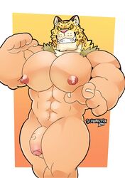 4_fingers animal_head balls bandai_namco barazoku big_pecs felid fingers for_a_head fur genitals grin hi_res humanoid jaguar king_(tekken) looking_at_viewer male male_focus male_only mammal muscular muscular_humanoid muscular_male nude pantherine pecs penis schwarzfox smile solo solo_male teeth tekken thick_thighs video_games