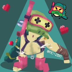 3d 3d_model alli_(brawl_stars) blockbench blush brawl_stars breast_milk_squirt breasts colored emoji female female_only gloves green_hair hat heart_symbol horny horny_female light long_hair low_poly lowpoly mc-zbm pink_gloves pixel_art shadow snorkel spanner tongue_out