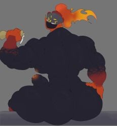 armarouge bara bara_ass bara_body caked_up foreskin gay grizzl1beat looking_at_viewer looking_back looking_back_at_viewer male muscular muscular_ass muscular_back muscular_male penis penis_out pokemon pokemon_(species) pokemon_sv uncircumcised