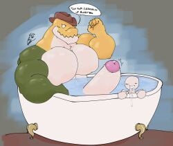 after_fellatio after_oral bara barazoku bath bathing bathtub bathtub_sex cum cum_in_mouth cum_inside grizzl1beat gummigoo_(the_amazing_digital_circus) huge_cock male_only scalie scalie_humanoid scalie_male the_amazing_digital_circus