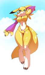 1girls 2021 armpits big_breasts blue_eyes breasts digimon featureless_breasts featureless_crotch female female_only furry h_earth hips large_breasts no_nipples no_pussy renamon solo solo_female tagme thick thick_thighs thighs wide_hips yellow_fur