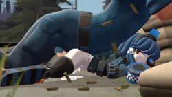 1boy 1girls 3d bullet_casings cum dubious_consent garry's_mod looking_at_partner mercenary_(character) mimi_sentry prone_bone risky_sex robot robot_girl team_fortress_2
