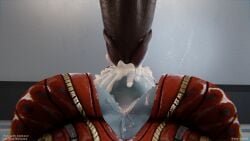 1boy 1girls 3d 3d_(artwork) 3d_model asari big_breasts big_penis blue_skin cleavage closed_eyes cum cum_drip cum_in_eye cum_in_mouth cum_on_breasts cum_on_face cum_splatter drool drool_on_face drool_string drooling mass_effect meditating meditation orgasm precum precum_drip rotosama samara sleep_molestation sleeping