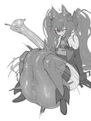 1futa animal_penis arknights:_endfield ball_busting balls_squeeze blush churning churning_balls clenched_teeth clothed clothing cock_vore crazy_eyes cum_transformation fox_ears fox_girl futa_masturbation futa_on_male futa_only futanari gigantic_balls gilberta_(arknights:_endfield) greyscale hitobashira_(1746164306) huge_balls huge_cock hung_futa inside_balls large_breasts long_hair masturbation monochrome mouth_drool nude_female precum red_eyes sitting smile solo spread_legs squeezing_balls sweat tails thick_thighs twin wide_eyed