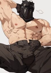 activision bara big_bulge big_muscles bulge bulge_down_leg bulge_in_pants bulge_through_clothing bulge_under_clothes call_of_duty cod gay gomihebi infinity_ward konig leaking_precum muscular muscular_male pants_only pre_cum precum shirtless shirtless_(male) shirtless_male sniper_veil yaoi