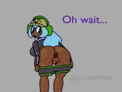 1girls animated anus april_fools ass asshole blue_hair boobs creep4hire dialogue dolly_dimpley gape hat headphones labia looking_at_viewer no_panties presenting presenting_anus presenting_ass presenting_hindquarters presenting_pussy pussy showing_ass showing_off showing_pussy sideboob smiling_friends text undressing vagina vaginal video vulva