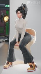 1girls 2026 3d 3d_(artwork) 3d_model 3d_render alternate_version_available anran artist_name asian asian_female bellbottoms big_glasses big_round_glasses black_hair blizzard_entertainment chinese chinese_female clothed clothed_female dark_hair female female_only fully_clothed glasses human human_only looking_at_viewer moonroomoom overwatch photoshoot ponytail posing realistic_breast_size realistic_proportions red_eyes round_glasses sfw solo solo_female studio technology tight_clothing turtleneck wink winking_at_viewer