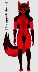 animal_genitalia anthro basic_pose black_hair canid canine chest_tuft fox fully_sheathed fur gauge_piercing genitals hair hi_res hikagiro_kagitsu_(vampykitsune) looking_at_viewer male mammal marble_fox multicolored_body multicolored_fur pubes red_fox reference_image sheath solo standing true_fox tuft vampykitsune