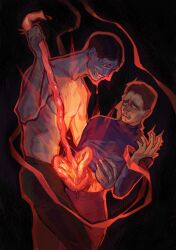 blood gore guro guts injury male/male male_only morrrta no,_i'm_not_a_human no_im_not_a_human nosebleed pale_visitor protagonist_(no,_i'm_not_a_human) pulling tagme