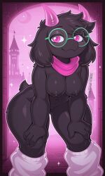 ai_assisted ai_generated bent_over black_body black_fur black_hair black_nipples breasts female furry genderswap_(mtf) hands_on_legs horns illustrious_(stable_diffusion) kioline loose_socks nipples pink_eyes pixai pussy ralsei ralsei_with_black_fur round_eyewear round_glasses rule_63 thick_thighs wide_hips