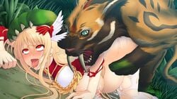 1animal 1girls ahe_gao all_fours artist_request big_breasts blonde_hair blush cum cum_inflation cum_inside doggy_style dominant_feral eyes feral feral_on_female feral_penetrating from_behind hair_ornament huge_breasts interspecies lactation large_breasts long_hair monster_park monster_park_2 pregnant red_eyes sex stockings stomach_bulge tagme tiger top-down_bottom-up zoophilia