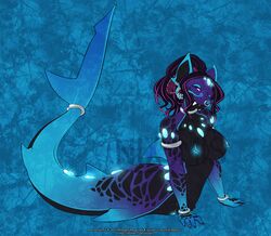 2021 5_fingers alishka anthro areola breasts digital_media_(artwork) female fin fingers hair marine merfolk nipples non-mammal_breasts nude smile