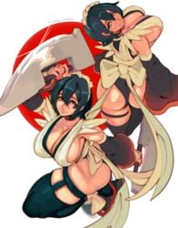 1girls big_breasts blade cashumeru iroha maid ninja posing samurai_shodown shiny_skin