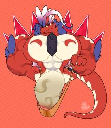 2022 absurd_res anthro barely_contained biceps big_muscles big_penis clothed clothing cuchupharos digital_media_(artwork) dragon genitals half-closed_eyes hi_res huge_cock huge_muscles hyper hyper_genitalia hyper_penis koraidon male male_only mostly_nude muscular narrowed_eyes nintendo pecs penis pokemon skimpy smile solo thong triceps underwear video_games