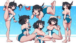 ass ass_grab barefoot black_hair blush breasts bubble_butt cleavage clitoris fat_ass feet groin huge_ass large_ass large_breasts leg_up lucia_(scott_malin) multiple_poses nipples one-piece_swimsuit pussy scott_malin sideboob soles standing standing_on_one_leg swimsuit tagme teenage teenage_girl teenager the_panty_bear toes vagina vertical_splits